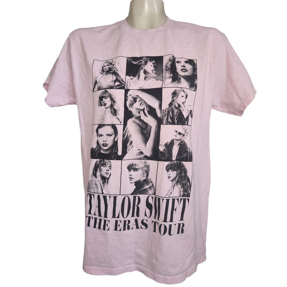 Taylor Swift The Eras Tour Pink Graphic T-Shirt 2023-2024 Tour Dates Womens M